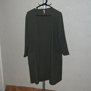 Olive green duster with pockets
